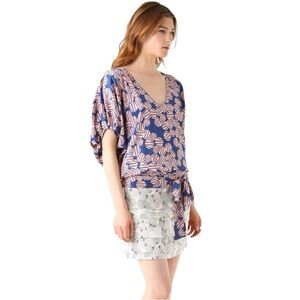 Diane Von Furstenberg New Edna Blouson Mini Dress Tie Waist Stretch Silk Size‎ 6